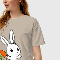 Футболка оверсайз женская Зайка с морковкой, цвет: миндальный — фото 2