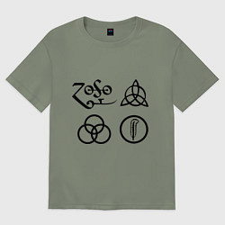 Футболка оверсайз женская Led Zeppelin: symbols, цвет: авокадо