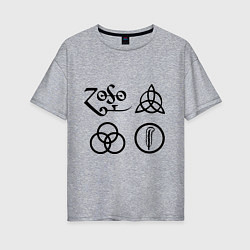 Футболка оверсайз женская Led Zeppelin: symbols, цвет: меланж
