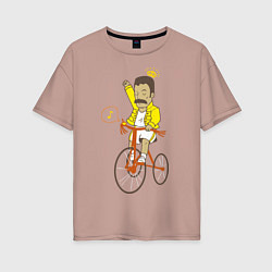 Женская футболка оверсайз Фредди на велосипеде
