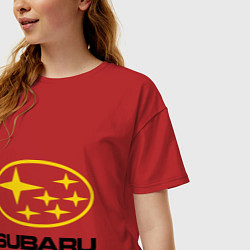 Футболка оверсайз женская Subaru Logo, цвет: красный — фото 2
