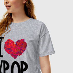 Футболка оверсайз женская I love kpop, цвет: меланж — фото 2