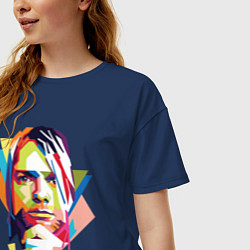 Футболка оверсайз женская Kurt Cobain: Colors, цвет: тёмно-синий — фото 2