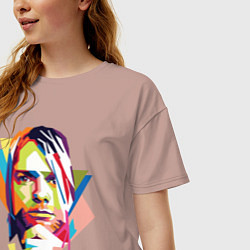 Футболка оверсайз женская Kurt Cobain: Colors, цвет: пыльно-розовый — фото 2