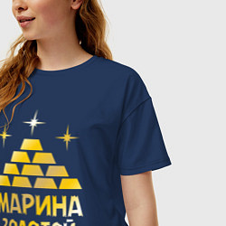 Футболка оверсайз женская Марина - золотой человек (gold), цвет: тёмно-синий — фото 2