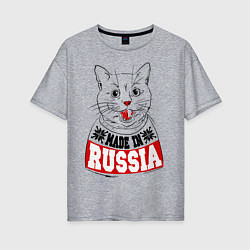 Женская футболка оверсайз Made in Russia: киса