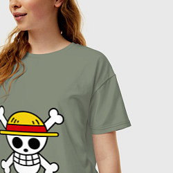 Футболка оверсайз женская Флаг Луффи, цвет: авокадо — фото 2