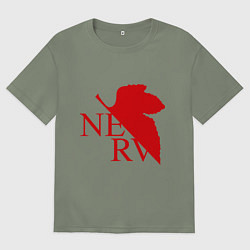 Футболка оверсайз женская Евангелион NERV, цвет: авокадо