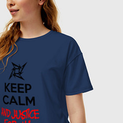 Футболка оверсайз женская Keep Calm & Justice For All, цвет: тёмно-синий — фото 2