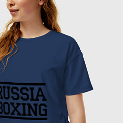 Футболка оверсайз женская Russia boxing, цвет: тёмно-синий — фото 2