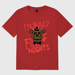 Футболка оверсайз женская I Survived Five Night, цвет: красный