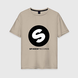 Футболка оверсайз женская Spinnin records, цвет: миндальный