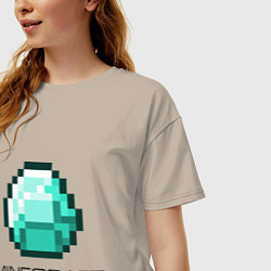 Футболка оверсайз женская Minecraft Diamond, цвет: миндальный — фото 2