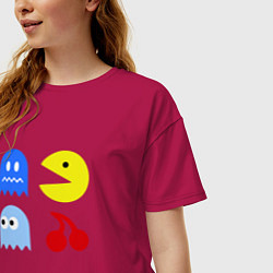 Футболка оверсайз женская Pac-Man Pack, цвет: маджента — фото 2