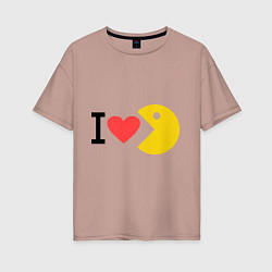 Футболка оверсайз женская I love Packman, цвет: пыльно-розовый