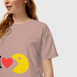 Футболка оверсайз женская I love Packman, цвет: пыльно-розовый — фото 2
