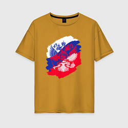 Футболка оверсайз женская Россия, цвет: горчичный