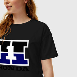 Футболка оверсайз женская Honda, цвет: черный — фото 2