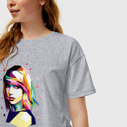 Футболка оверсайз женская Taylor Swift Art, цвет: меланж — фото 2