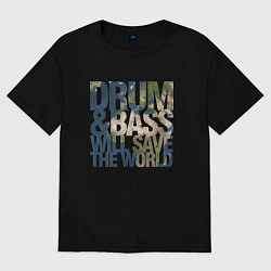 Футболка оверсайз женская Drum & Bass: The World, цвет: черный