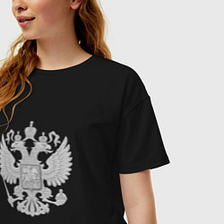 Футболка оверсайз женская Герб России, цвет: черный — фото 2