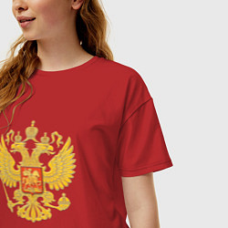 Футболка оверсайз женская Герб России: золото, цвет: красный — фото 2