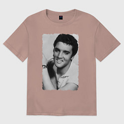 Футболка оверсайз женская Улыбка Элвиса, цвет: пыльно-розовый