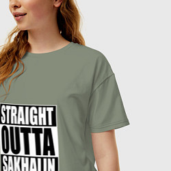 Футболка оверсайз женская Straight Outta Sakhalin, цвет: авокадо — фото 2