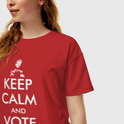 Футболка оверсайз женская Keep Calm & Vote Saxon, цвет: красный — фото 2