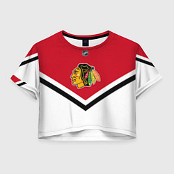 Футболка 3D укороченная женская NHL: Chicago Blackhawks, цвет: 3D-принт