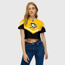 Футболка 3D укороченная женская NHL: Pittsburgh Penguins, цвет: 3D-принт — фото 2