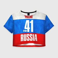 Футболка 3D укороченная женская Russia: from 41, цвет: 3D-принт