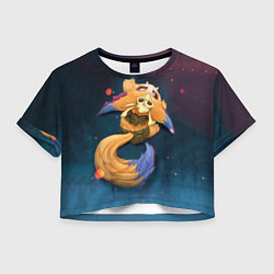 Футболка 3D укороченная женская Лис, цвет: 3D-принт