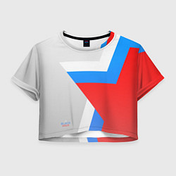 Футболка 3D укороченная женская Звезда России, цвет: 3D-принт