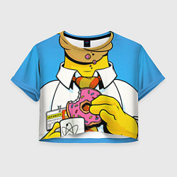 Футболка 3D укороченная женская Homer with donut, цвет: 3D-принт
