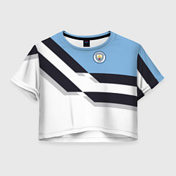 Футболка 3D укороченная женская Manchester City FC: White style, цвет: 3D-принт