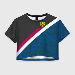 Футболка 3D укороченная женская FC Barcelona: Sport Camo, цвет: 3D-принт