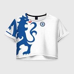 Футболка 3D укороченная женская FC Chelsea: White Lion, цвет: 3D-принт