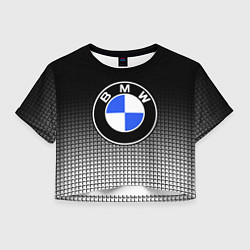Футболка 3D укороченная женская BMW 2018 Black and White IV, цвет: 3D-принт