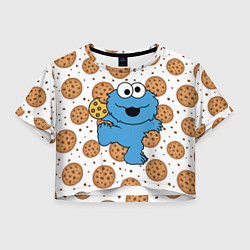 Футболка 3D укороченная женская Cookie Monster, цвет: 3D-принт