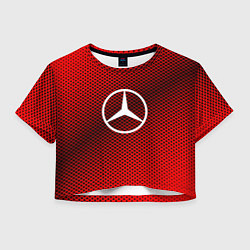 Футболка 3D укороченная женская Mercedes: Red Carbon, цвет: 3D-принт