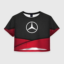 Футболка 3D укороченная женская Mercedes Benz: Grey Carbon, цвет: 3D-принт