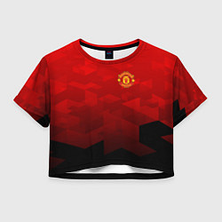 Футболка 3D укороченная женская FC Man UTD: Red Poly, цвет: 3D-принт