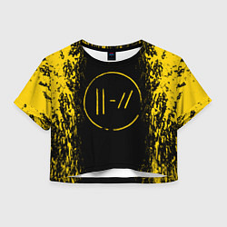 Футболка 3D укороченная женская 21 Pilots: Yellow & Black, цвет: 3D-принт