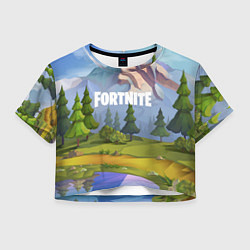 Футболка 3D укороченная женская Fortnite: Forest View, цвет: 3D-принт