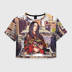 Футболка 3D укороченная женская Billie Eilish: Street Style, цвет: 3D-принт