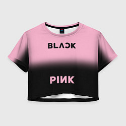 Футболка 3D укороченная женская Blackpink - розово-черный, цвет: 3D-принт