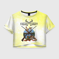 Футболка 3D укороченная женская Охота, цвет: 3D-принт