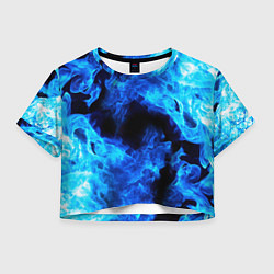 Футболка 3D укороченная женская СИНИЙ ОГОНЬ, цвет: 3D-принт