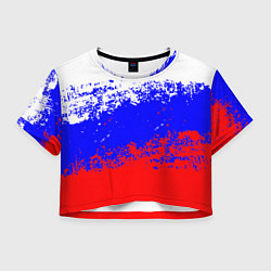 Футболка 3D укороченная женская Россия, цвет: 3D-принт